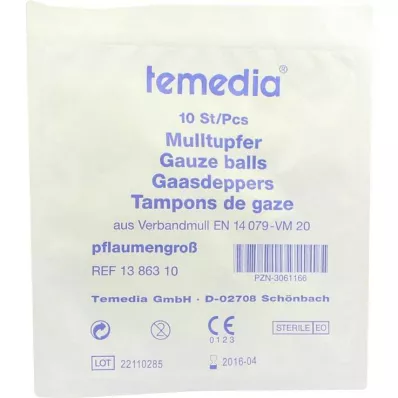 MULLTUPFER luumun kokoinen steriili, 10 kpl