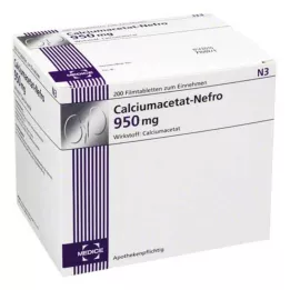 CALCIUMACETAT NEFRO 950 mg kalvopäällysteiset tabletit, 200 kpl