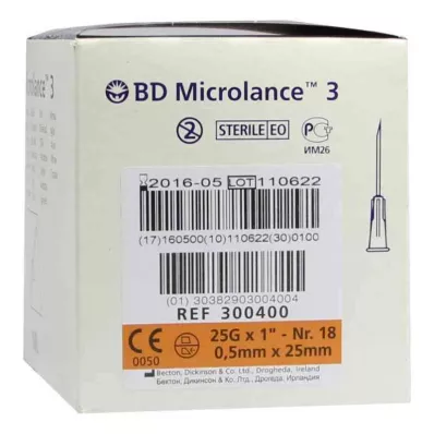 BD MICROLANCE Kanyyli 25 G 1 0,5x25 mm, 100 kpl
