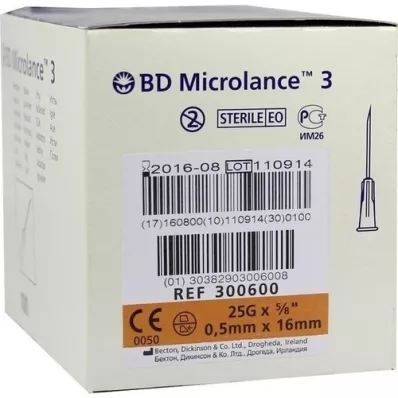 BD MICROLANCE Kanyyli 25 G 5/8 0,5x16 mm, 100 kpl