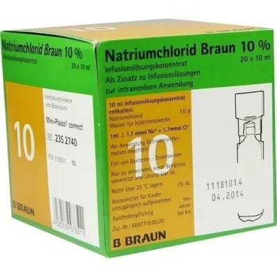 NATRIUMCHLORID 10 % ruskea MPC Infuusioliuos, 20X10 ml