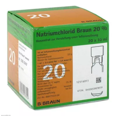 NATRIUMCHLORID 20 % MPC Elektrolyyttikonsentraatti, 20X10 ml NATRIUMCHLORID 20 % MPC Elektrolyyttikonsentraatti, 20X10 ml