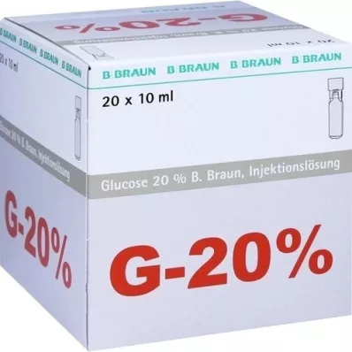 GLUCOSE 20-prosenttinen B.Braun Mini Plasco connect Inj. liuos, 20X10 ml