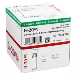 GLUCOSE 20-prosenttinen B.Braun Mini Plasco connect Inj. liuos, 20X10 ml