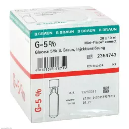 GLUCOSE 5-prosenttinen B.Braun Mini Plasco connect Inj. liuos, 20X10 ml