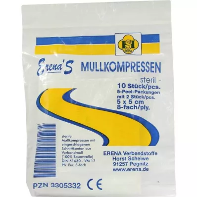 ERENA Sideharsopakkaus, 5x5 cm, steriili, 8x5, 5X2 kpl