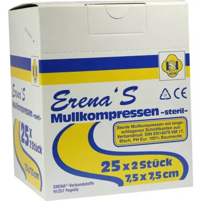 ERENA Sideharsopakkaus 7,5x7,5 cm steriili 8x, 25X2 kpl ERENA Sideharsopakkaus 7,5x7,5 cm steriili 8x, 25X2 kpl