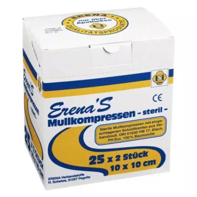 ERENA Sideharsopakkaus 10x10 cm steriili 8x, 25X2 kpl ERENA Sideharsopakkaus 10x10 cm steriili 8x, 25X2 kpl