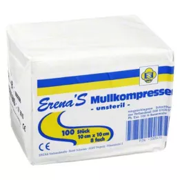 ERENA Sideharsokompressi 10x10 cm ei-steriili 8x, 100 kpl