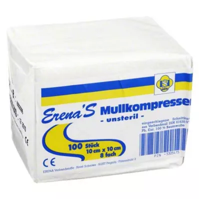 ERENA Sideharsokompressi 10x10 cm ei-steriili 8x, 100 kpl ERENA Sideharsokompressi 10x10 cm ei-steriili 8x, 100 kpl