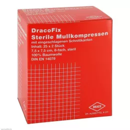 DRACOFIX PEEL Kompressiot 7,5x7,5 cm steriili 8x, 25X2 kpl