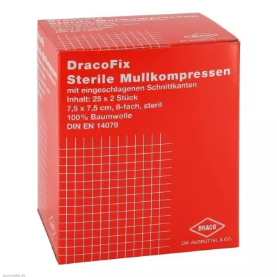 DRACOFIX PEEL Kompressiot 7,5x7,5 cm steriili 8x, 25X2 kpl DRACOFIX PEEL Kompressiot 7,5x7,5 cm steriili 8x, 25X2 kpl