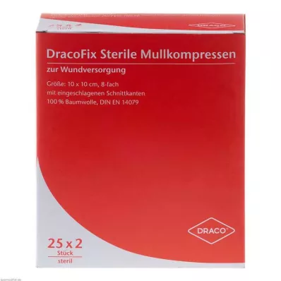 DRACOFIX PEEL Kompressiot 10x10 cm steriili 8x, 25X2 kpl DRACOFIX PEEL Kompressiot 10x10 cm steriili 8x, 25X2 kpl