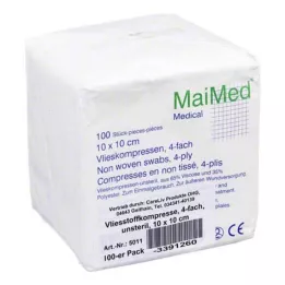 VLIESSTOFF-KOMPRESSEN ei-steriili 10x10 cm 4-kertainen, 100 kpl