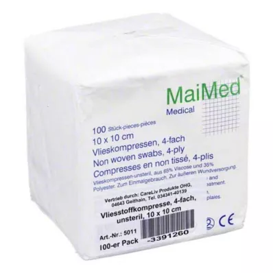 VLIESSTOFF-KOMPRESSEN ei-steriili 10x10 cm 4-kertainen, 100 kpl