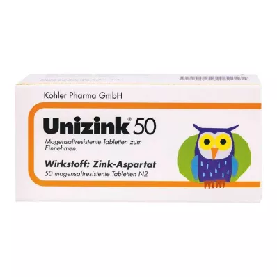 UNIZINK 50 enteropäällysteistä tablettia, 50 kpl