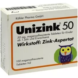UNIZINK 50 enteropäällysteistä tablettia, 100 kpl