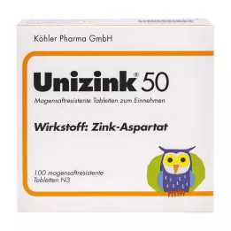 UNIZINK 50 enteropäällysteistä tablettia, 100 kpl