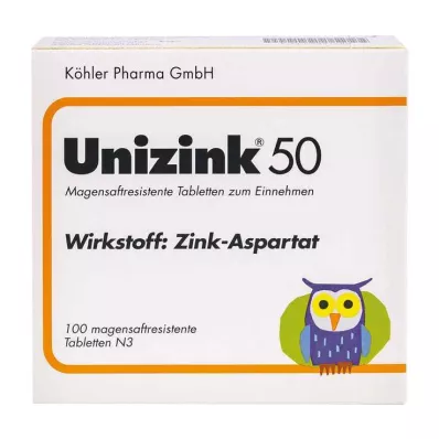 UNIZINK 50 enteropäällysteistä tablettia, 100 kpl UNIZINK 50 enteropäällysteistä tablettia, 100 kpl