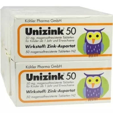 UNIZINK 50 enteropäällysteistä tablettia, 10X50 kpl