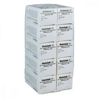 UNIZINK 50 enteropäällysteistä tablettia, 10X50 kpl UNIZINK 50 enteropäällysteistä tablettia, 10X50 kpl