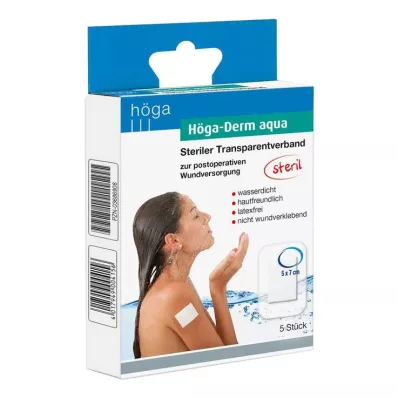 HÖGA-DERM aqua ste.Transp.Dressing.with.Wound.Res.5x7 cm, 5 kpl