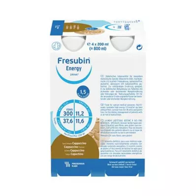 FRESUBIN ENERGY DRINK Cappuccino-juomapullo, 4X200ml
