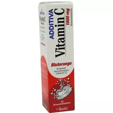 ADDITIVA C-vitamiinia veriappelsiini-huuhdetabletit, 20 kpl