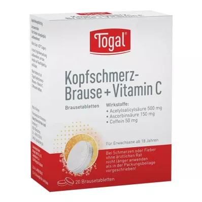 TOGAL Päänsärkyheräte + Vit.C-huuhdetabletit, 20 kpl
