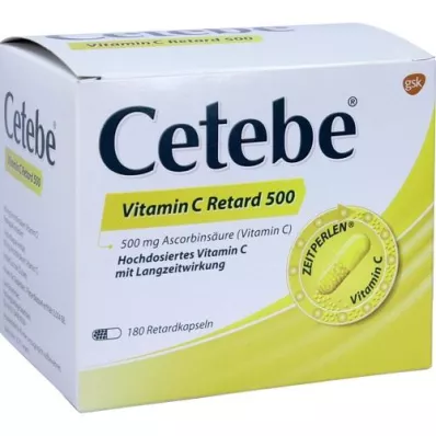 CETEBE C-vitamiinia hitaasti vapauttavia kapseleita 500 mg, 180 kpl