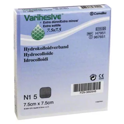 VARIHESIVE erittäin ohut 7,5x7,5 cm HKV hydroaktiivinen, 5 kpl