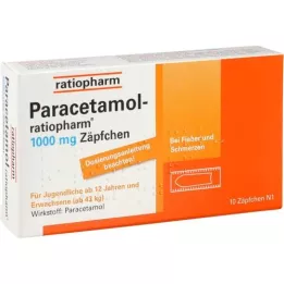 PARACETAMOL-ratiopharm 1000 mg peräpuikot, 10 kpl