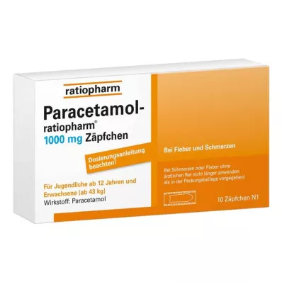 PARACETAMOL-ratiopharm 1000 mg peräpuikot, 10 kpl