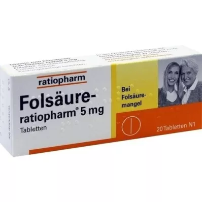 FOLSÄURE-RATIOPHARM 5 mg tabletit, 20 kpl