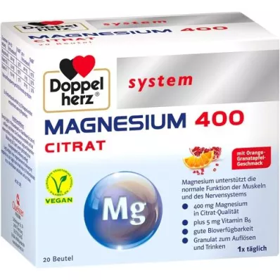 DOPPELHERZ Magnesium 400 Citrate system Granules, 20 kpl