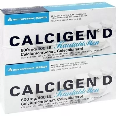 CALCIGEN D 600 mg/400 I.U. purutabletit, 120 kpl