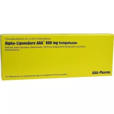 ALPHA LIPONSÄURE AAA 600 mg:n injektiopullot, 5X50 ml