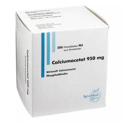 CALCIUMACETAT 950 mg kalvopäällysteiset tabletit, 200 kpl