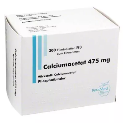 CALCIUMACETAT 475 mg kalvopäällysteiset tabletit, 200 kpl