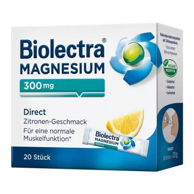BIOLECTRA Magnesium 300 mg Direct Lemon Sticks, 20 kpl