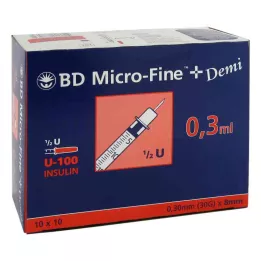 BD MICRO-FINE+ insuliiniruisku 0,3 ml U100 0,3x8 mm, 100 kpl