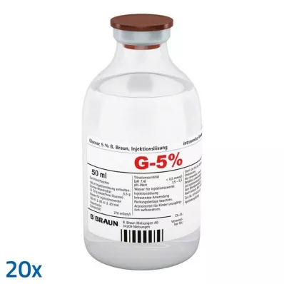 GLUCOSE 5-prosenttinen B.Braun-injektioneste, 20X50 ml