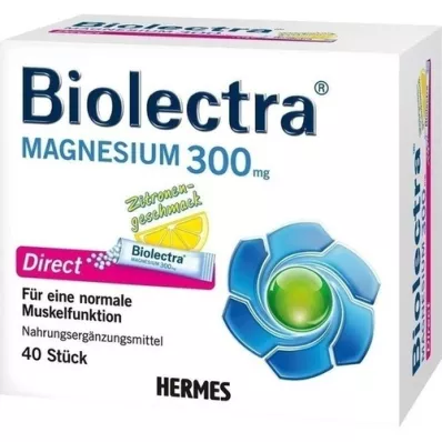 BIOLECTRA Magnesium 300 mg Direct Lemon Sticks, 40 kpl