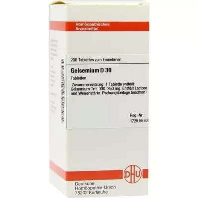 GELSEMIUM D 30 tablettia, 200 kpl