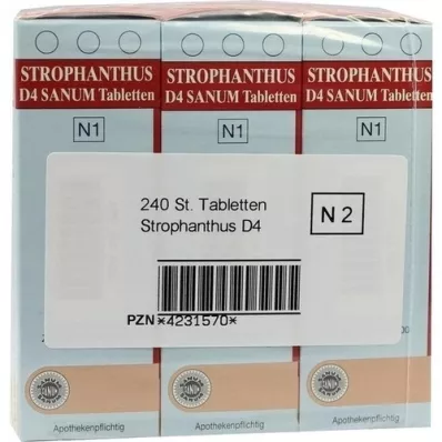 STROPHANTHUS D 4 Sanum-tabletit, 3X80 St
