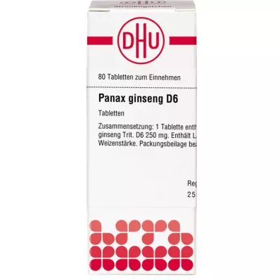 PANAX GINSENG D 6 tablettia, 80 kpl