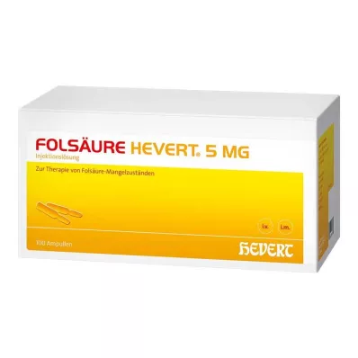 FOLSÄURE HEVERT 5 mg:n ampullit, 100 kpl