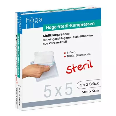 HÖGA-KOMPRESSEN 5x5 cm steriili 8x, 5X2 St HÖGA-KOMPRESSEN 5x5 cm steriili 8x, 5X2 St