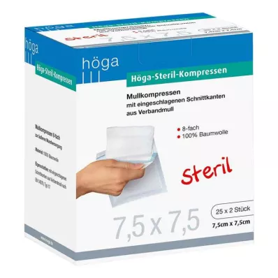 HÖGA-KOMPRESSEN 7,5x7,5 cm steriili 8x, 25X2 kpl HÖGA-KOMPRESSEN 7,5x7,5 cm steriili 8x, 25X2 kpl