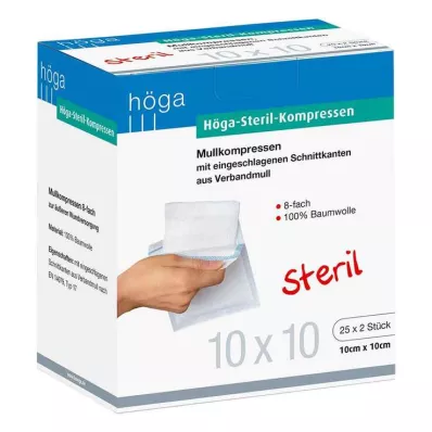 HÖGA-KOMPRESSEN 10x10 cm steriili 8x, 25X2 kpl HÖGA-KOMPRESSEN 10x10 cm steriili 8x, 25X2 kpl